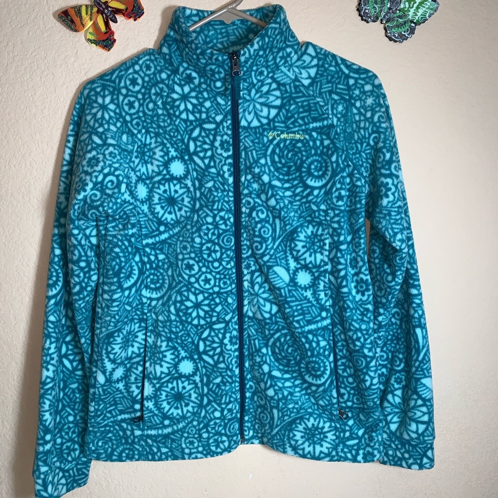 Girls Columbia Fleece Zippered Jacket, Large, pre-owned condition,pet/smoke free